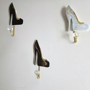 Designer-Inspired High Heel Wall Hook - Black/Gray/Brown
